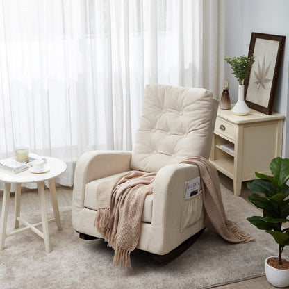 Adjustable Reclining Sofa Chair with Sturdy Wood Legs, High Back Support, and Side Storage Options
