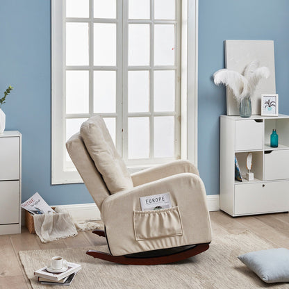 Adjustable Reclining Sofa Chair with Sturdy Wood Legs, High Back Support, and Side Storage Options