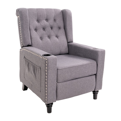 Adjustable Wing Back Recliner Chair Nailhead Armchair Padded Large Sofa Chair