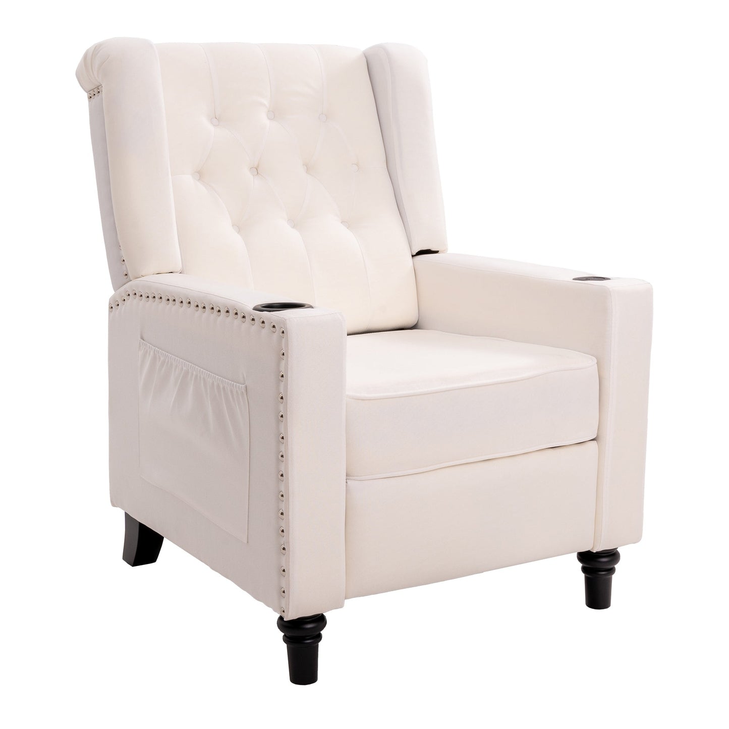 Adjustable Wing Back Recliner Chair Nailhead Armchair Padded Large Sofa Chair