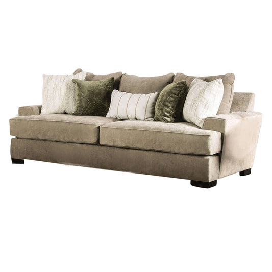 Adow Sofa with 4 Accent PIllows 1 Lumbar, 101 Inch, Green, Ivory