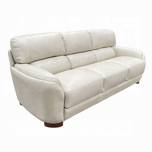 Aera Sofa 93 Inch, Plush Ice Gray Top Grain Italian Tufted Leather