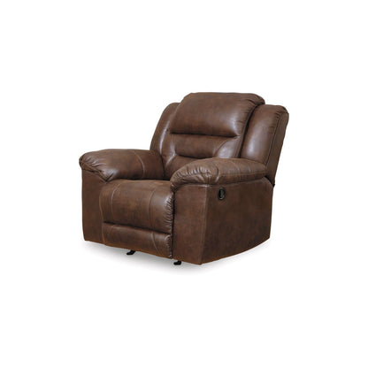 Aky Manual Rocker Recliner Chair, Smooth Chocolate Brown Faux Leather