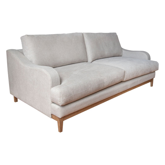 Alfi Sofa, 2 Pillows, Classic Style Details, Solid Wood, Beige Polyester