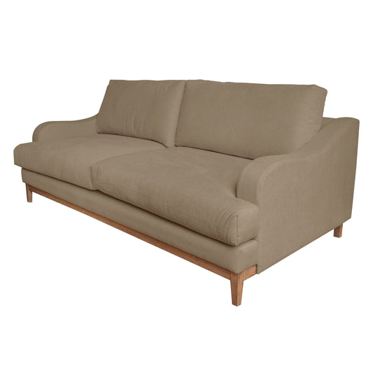 Alfi Sofa, 2 Pillows, Classic Style Details, Solid Wood, Brown Polyester