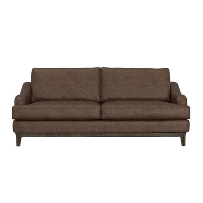 Alfi Sofa, 85 Inch, 2 Accent Pillows, Modern Dark Brown Faux Leather
