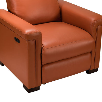 Alicia 34.65 Wide Contemporary Classic Genuine Leather Power Recliner With USB Port