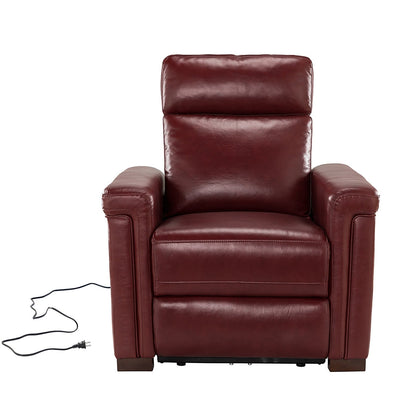 Alicia 34.65 Wide Contemporary Classic Genuine Leather Power Recliner With USB Port