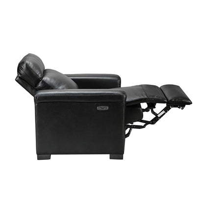 Alicia 34.65 Wide Contemporary Classic Genuine Leather Power Recliner With USB Port