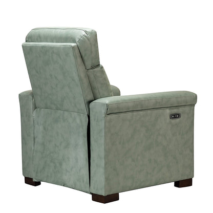 Alicia 34.65 Wide Contemporary Classic Genuine Leather Power Recliner With USB Port