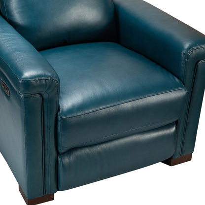 Alicia 34.65 Wide Contemporary Classic Genuine Leather Power Recliner With USB Port