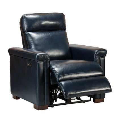 Alicia 34.65 Wide Contemporary Classic Genuine Leather Power Recliner With USB Port