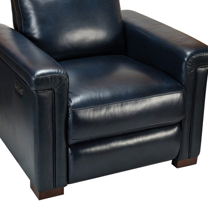 Alicia 34.65 Wide Contemporary Classic Genuine Leather Power Recliner With USB Port