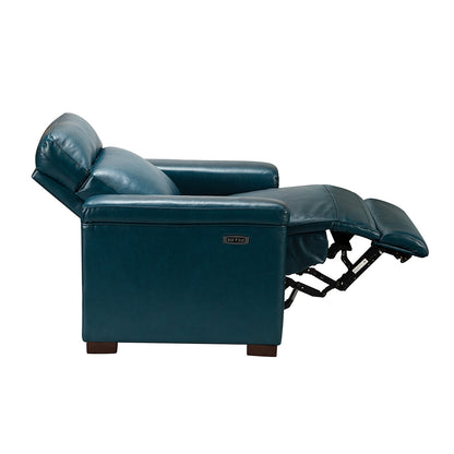 Alicia 34.65 Wide Contemporary Classic Genuine Leather Power Recliner With USB Port