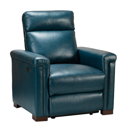 Alicia 34.65 Wide Contemporary Classic Genuine Leather Power Recliner With USB Port