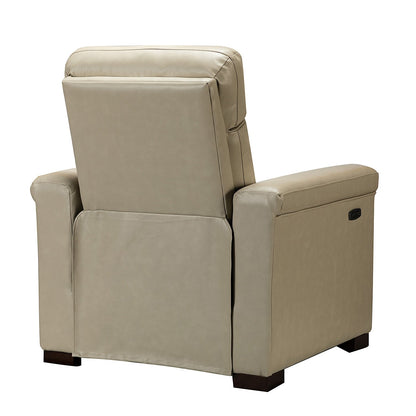 Alicia 34.65 Wide Contemporary Classic Genuine Leather Power Recliner With USB Port