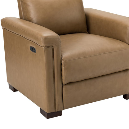 Alicia 34.65 Wide Contemporary Classic Genuine Leather Power Recliner With USB Port