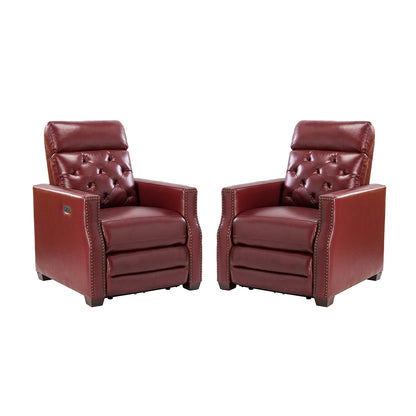 Alina 31.50Wide Genuine Leather Power Recliner with USB Port, Set of 2