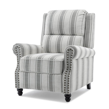 Alisa 35'' W Vegan Leather/ Linen Glider Push Back Recliner Chair