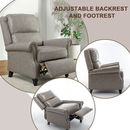 Alisa 35'' W Vegan Leather/ Linen Glider Push Back Recliner Chair