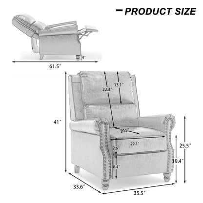 Alisa 35'' W Vegan Leather/ Linen Glider Push Back Recliner Chair