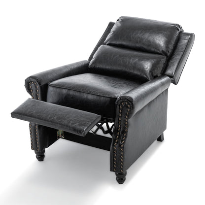 Alisa 35'' W Vegan Leather/ Linen Glider Push Back Recliner Chair
