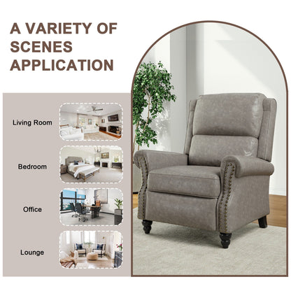 Alisa 35'' W Vegan Leather/ Linen Glider Push Back Recliner Chair
