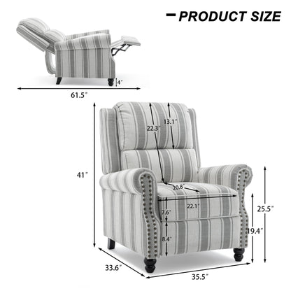 Alisa 35'' W Vegan Leather/ Linen Glider Push Back Recliner Chair