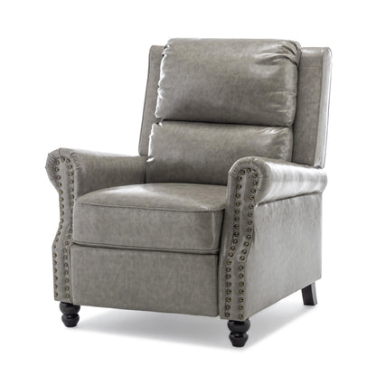 Alisa 35'' W Vegan Leather/ Linen Glider Push Back Recliner Chair