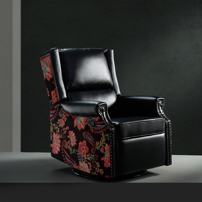 Amelia Transitional PU Leather with Floral Stitching Design Swivel Rocker Recliner by HULALA HOME
