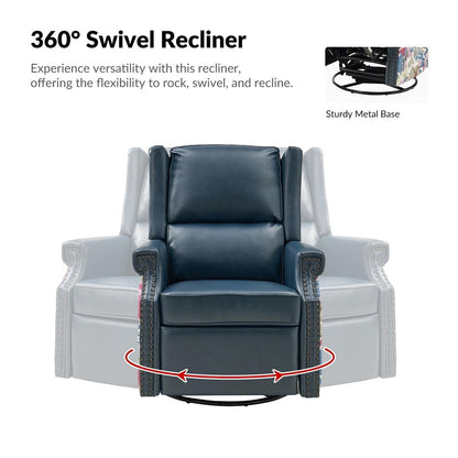 Amelia Transitional PU Leather with Floral Stitching Design Swivel Rocker Recliner by HULALA HOME