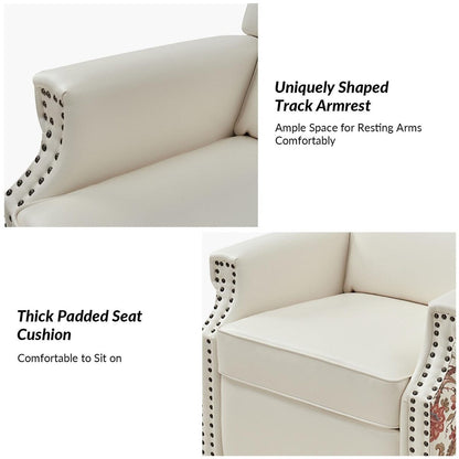 Amelia Transitional PU Leather with Floral Stitching Design Swivel Rocker Recliner by HULALA HOME