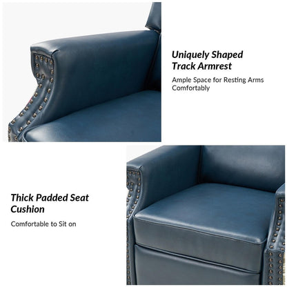 Amelia Transitional PU Leather with Floral Stitching Design Swivel Rocker Recliner by HULALA HOME