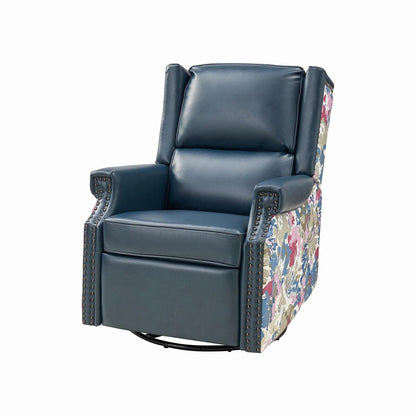 Amelia Transitional PU Leather with Floral Stitching Design Swivel Rocker Recliner by HULALA HOME
