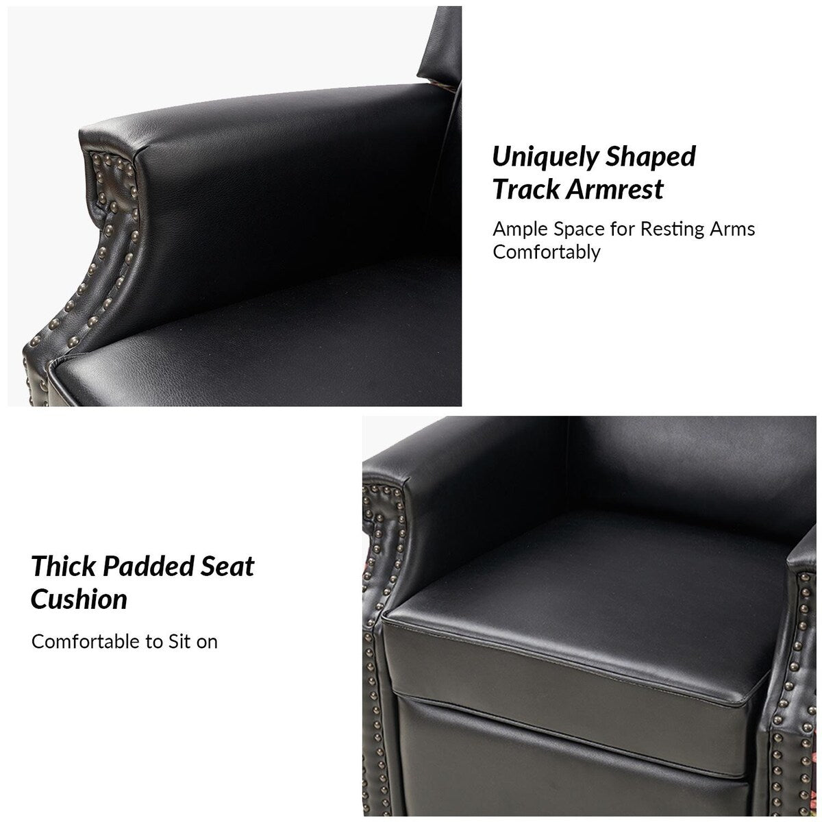 Amelia Transitional PU Leather with Floral Stitching Design Swivel Rocker Recliner by HULALA HOME