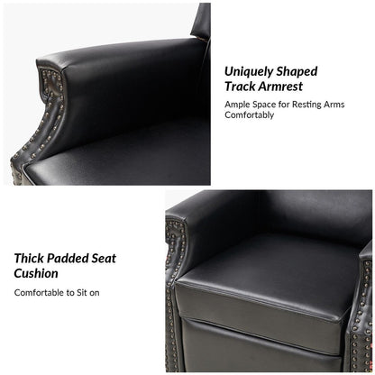 Amelia Transitional PU Leather with Floral Stitching Design Swivel Rocker Recliner by HULALA HOME