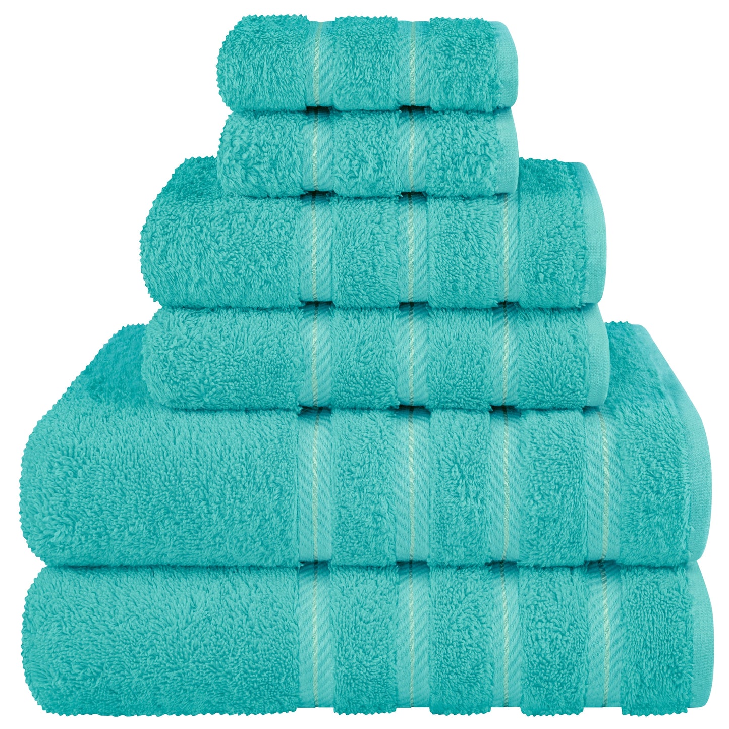 American Soft Linen Luxury 6 Piece Towel Set, 2 Bath Towels 2 Hand Towels 2 Washcloths, 100% Cotton Turkish Towels for Bathroom