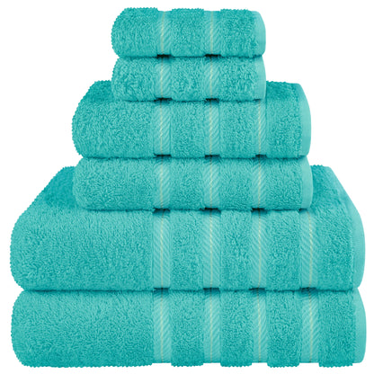 American Soft Linen Luxury 6 Piece Towel Set, 2 Bath Towels 2 Hand Towels 2 Washcloths, 100% Cotton Turkish Towels for Bathroom