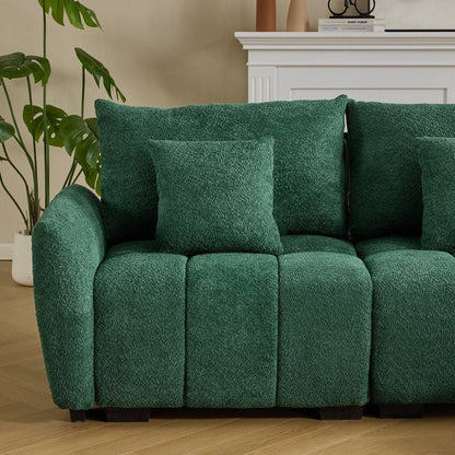 American Tufed Boucle Sofa with Ottoman - 3 Seat 1 Ottoman