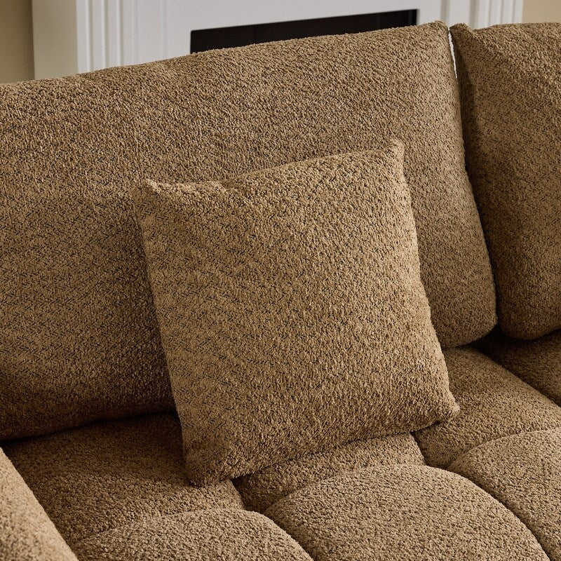 American Tufed Boucle Sofa with Ottoman - 3 Seat 1 Ottoman