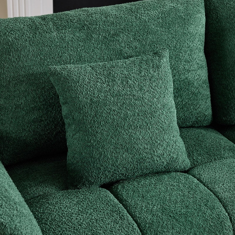 American Tufed Boucle Sofa with Ottoman - 3 Seat 1 Ottoman