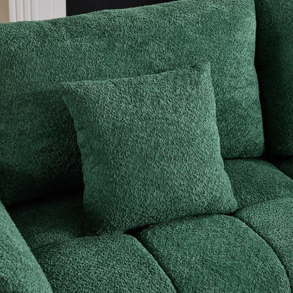 American Tufed Boucle Sofa with Ottoman - 3 Seat 1 Ottoman