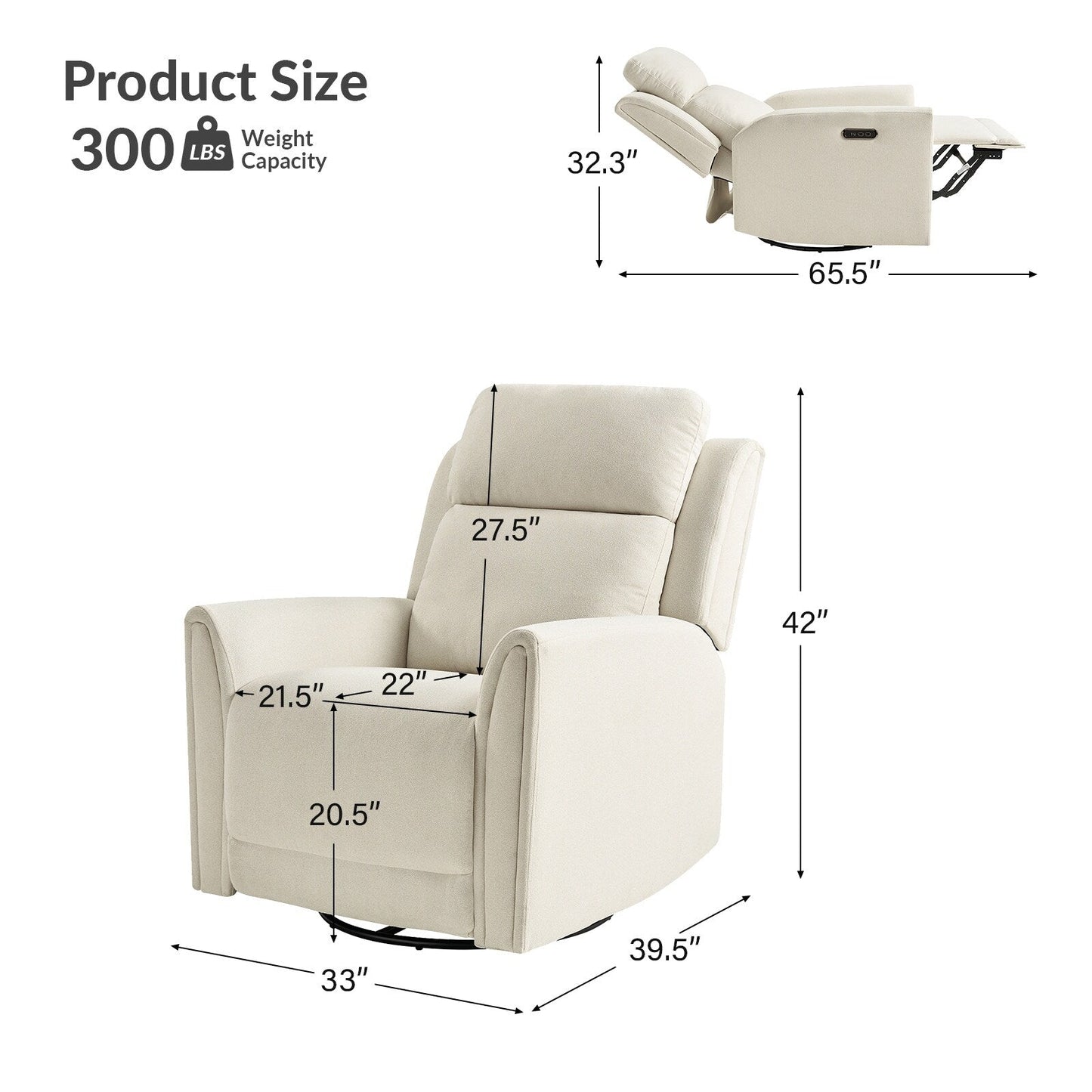 Amin Contemporary Swivel and Rocker Power Recliner with Headrest by HULALA HOME