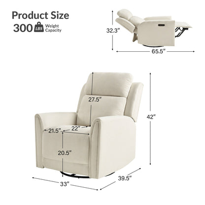 Amin Contemporary Swivel and Rocker Power Recliner with Headrest by HULALA HOME