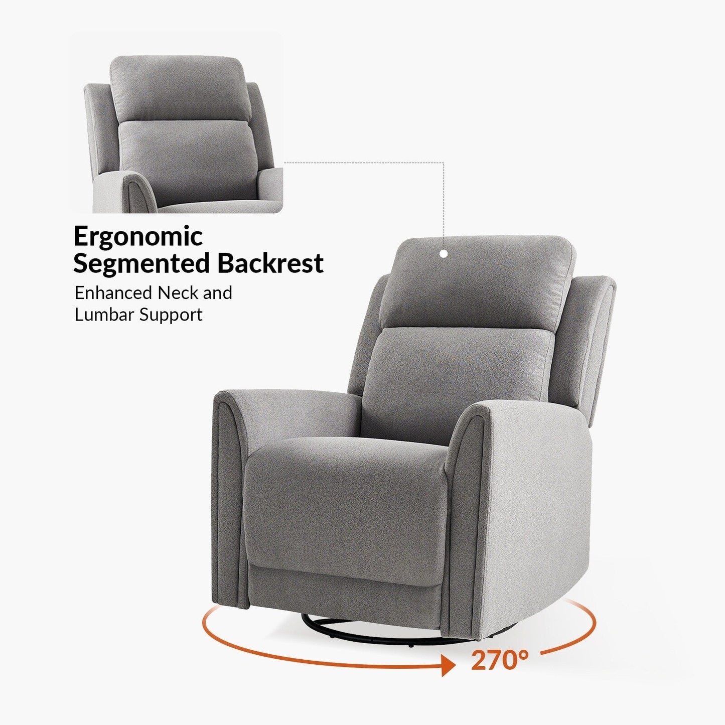 Amin Contemporary Swivel and Rocker Power Recliner with Headrest by HULALA HOME