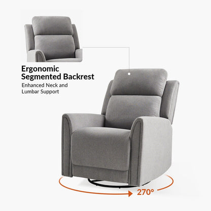 Amin Contemporary Swivel and Rocker Power Recliner with Headrest by HULALA HOME