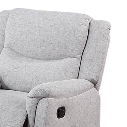 Ammy Manual Recliner Chair, Pillow Arms, Solid Wood, White Faux Burlap