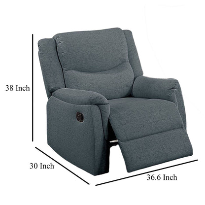 Ammy Manual Recliner Chair, Pillow Top Arms, Dark Gray Faux Burlap
