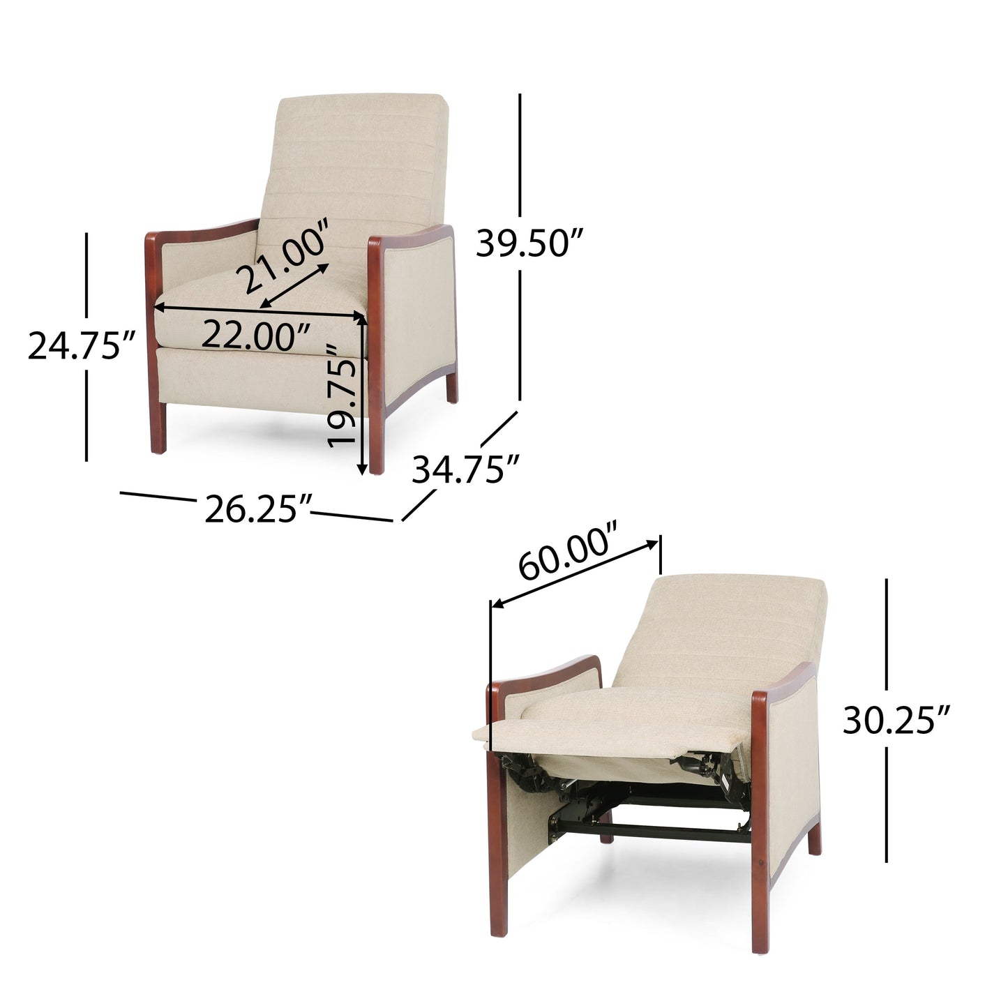 Anaura Channel Stitch Pushback Recliner by Christopher Knight Home