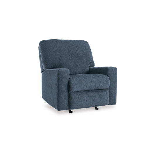 Anise Manual Rocker Recliner Chair, Pull Tab, Navy Blue Polyester